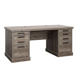 Sauder Aspen Post 65"W Executive Computer Desk, Pebble Pine (433677)