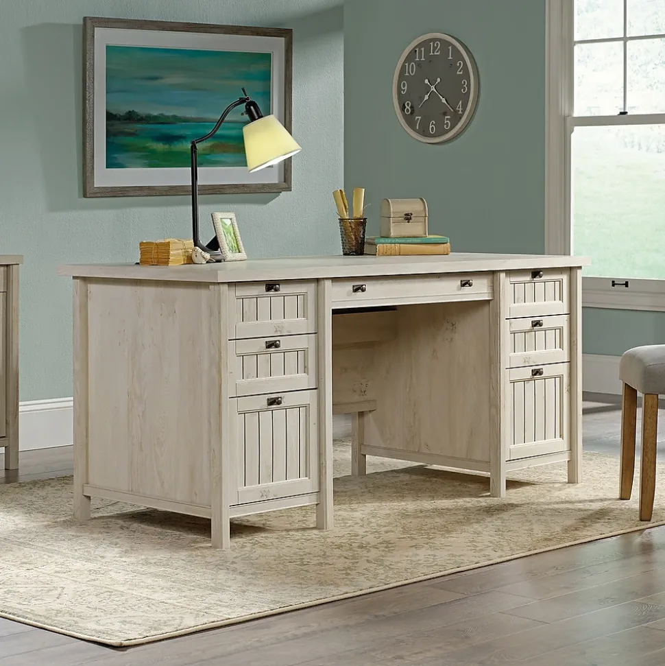 Sauder Costa 65"W Executive Desk, Chalked Chestnut (419954)