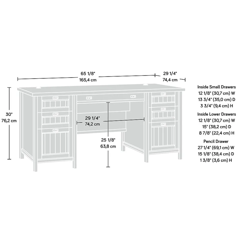 Sauder Costa 65"W Executive Desk, Chalked Chestnut (419954)