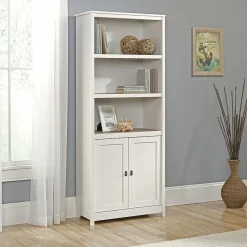 Sauder Cottage Road 71"H 5-Shelf Bookcase with Adjustable Shelves, Soft White (417593)