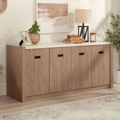 Sauder Dixon City 30"H Storage Credenza with 2 Shelves, Brushed Oak (432894)