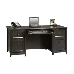 Sauder Edge Water Collection 65" Wood Executive Desk, Estate Black (409042)