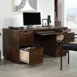Sauder Palo Alto 59"W Executive Desk, Spiced Mahogany (427792)