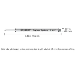 Schmidt 8127 Rollerball Short Capless Refill, Medium, Blue, 2 Pack (SC58132)