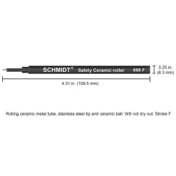 Schmidt 888 Safety Ceramic Rollerball Plastic Tube Refill, Fits Universal Pens, Fine, Red, 2 Pack (SC58110)