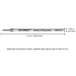 Schmidt 5285 Safety Rolling Tube Needle Point Refill, Fits Most Capped Rollerball Pens, Fine, Blue, 2 Pack (SC58116)