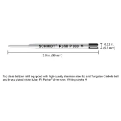 Schmidt P900 Ballpoint TC Ball Refill, To Fit Parker Ballpoint Pens, Medium, Black, 2 Pack (SC58135)
