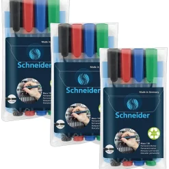 Schneider Maxx 130 Permanent Markers, Bullet Tip, Assorted Colors, 4 Per Pack, 3 Packs (PSY113094-3)