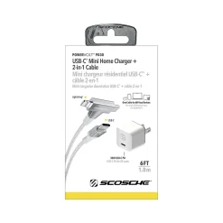 scosche PowerVolt USB Type-C and Lightning Charging Cable, 6ft., White (HPD30HH6WT-SP)