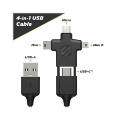 scosche SmartSync 3' USB Type-A to Micro-USB/Mini-USB/Mini-USB Type-B/USB Type-C Cable, Male to Male, Black (MMMC-SP)