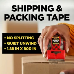 Scotch Box Lock Heavy Duty Packing Tape with Dispenser, 1.88" x 22.2 yds., Clear (195)