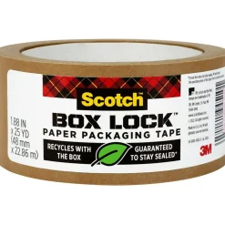 Scotch Box Lock Paper Packaging Tape, 1.88" x 25 yds., Brown (7850-23-8GC)