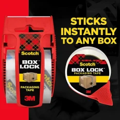 Scotch Box Lock Shipping Packing Tape with Refillable Dispenser, 1.88 in x 54.6 yds., Clear (3950-RD)