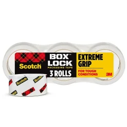 Scotch Box Lock Shipping Packing Tape, 1.88 in x 54.6 yds., Clear, 3/Pack (3950-3)