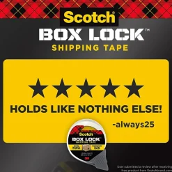 Scotch Box Lock Shipping Packing Tape, 1.88 in. x 38.2 yds., Clear, 3 Pack (3950S-3)