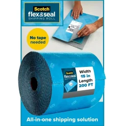 Scotch™ Flex & Seal Shipping Roll Self-Sealing Padded Mailer, 15" x 200', Blue (FS-15200)