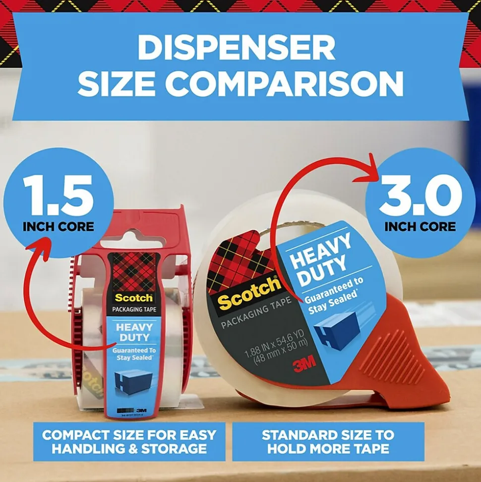 Scotch Heavy Duty Packing Tape, 1.88" x 54.6 yds., Clear, 18/Pack (385018CP)