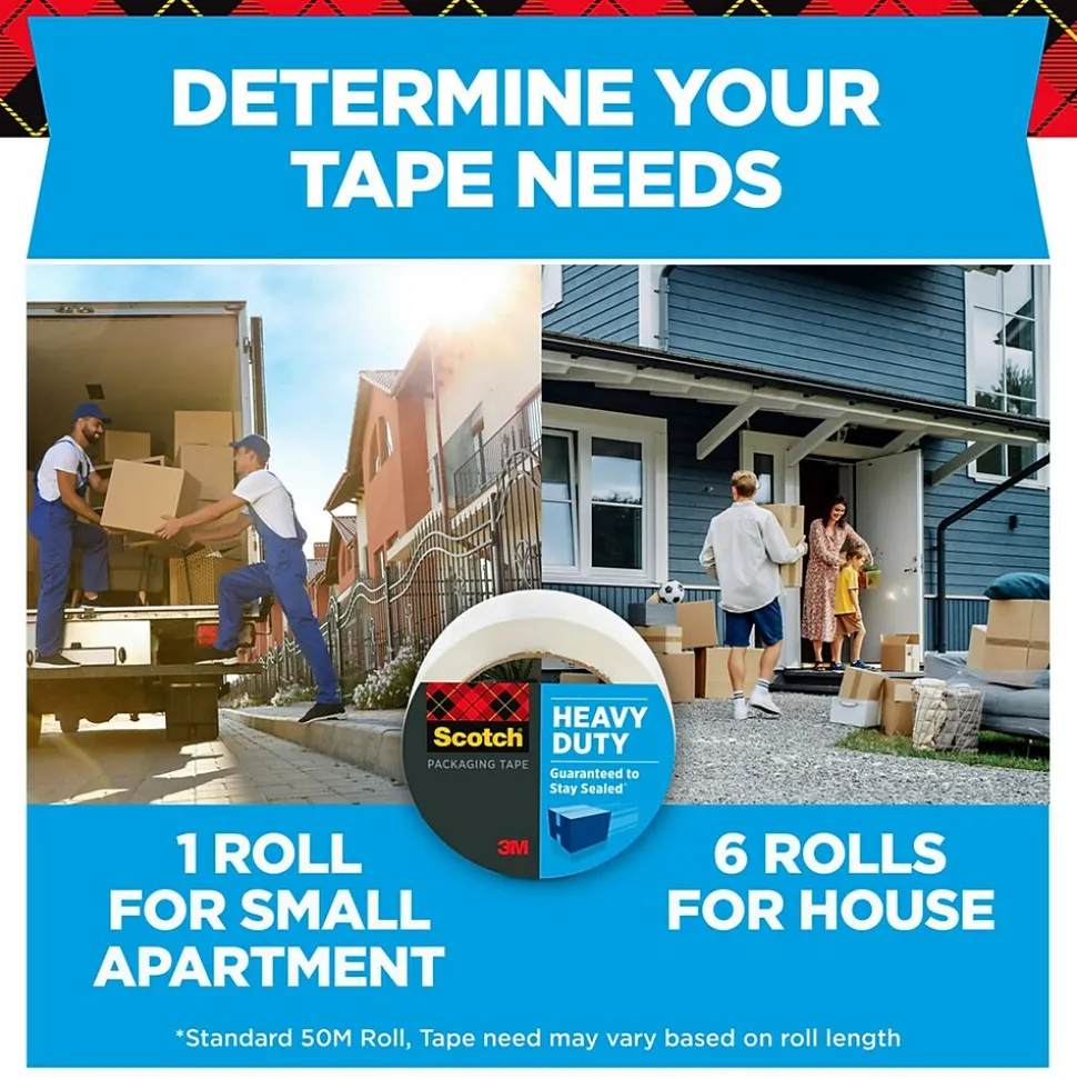 Scotch Heavy Duty Packing Tape, 1.88" x 54.6 yds., Clear, 18/Pack (385018CP)