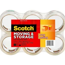 Scotch Long Lasting Storage Packing Tape, 1.88" x 54.6 yds., Clear, 6/Pack (3650-6)