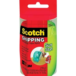 Scotch® Sure Start Shipping Tape, 1.88" x 25 yds., 2 Refill Rolls for DP-1000 Dispenser/Pack (DP-1000-RR-2)
