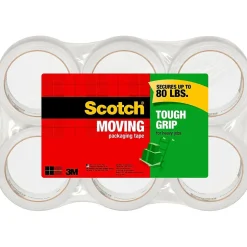 Scotch Tough Grip Packing Tape, 1.88" x 43.7 yds., Clear, 6/Pack (3500-40-6)