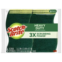 Scotch-Brite Heavy Duty Sponge with Scrubber, Green/Yellow, 6 Sponges/Pack (426)