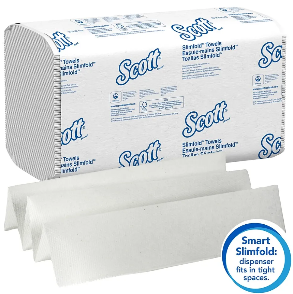 Scott Control Plus+ Slimfold Recycled Multifold Paper Towels, 1-ply, 90 Sheets/Pack, 24 Packs/Carton (04442)