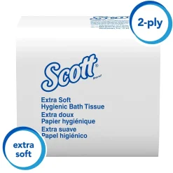 Scott Cotton Z-Fold Toilet Paper, 2-ply, White, 250 Sheets/Pack, 36 Packs/Carton (48280)