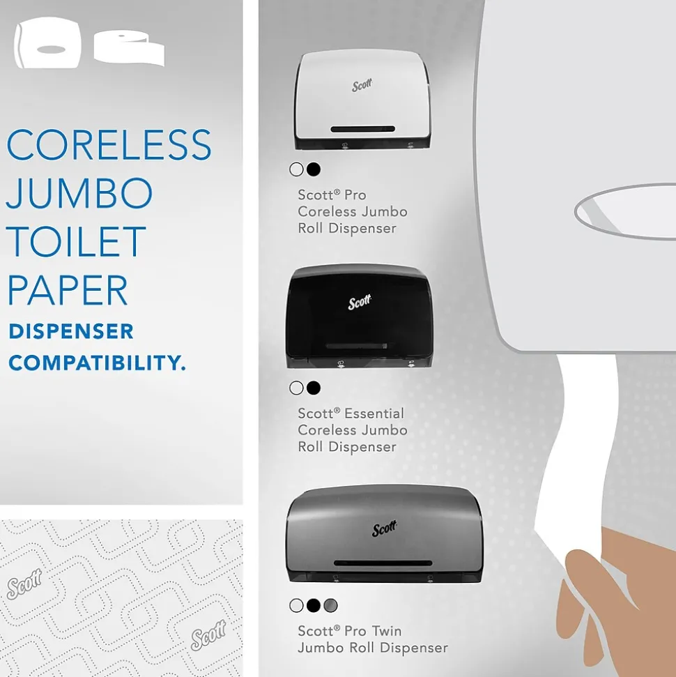 Scott Essential JRT Recycled Coreless Toilet Paper, 2-ply, White, 12 Rolls/Case (07006)