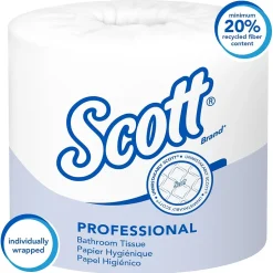 Scott Essential 1-Ply Standard Toilet Paper, White, 1210 Sheets/Roll, 80 Rolls/Carton (05102)