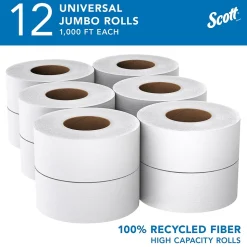 Scott Essential Recycled Jumbo Toilet Paper, 2-ply, White, 12 Rolls/Case (67805)