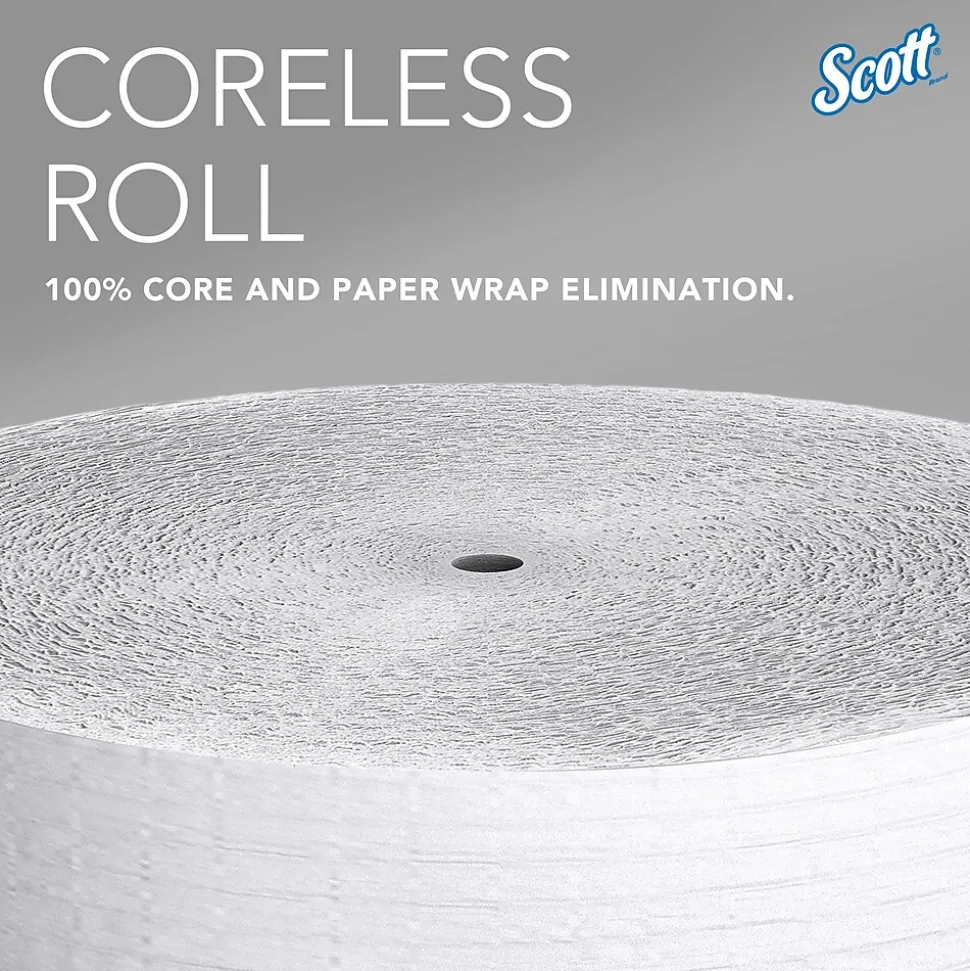 Scott Essential Recycled Coreless Toilet Paper, 1-ply, White, 12 Rolls/Case (07005)