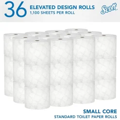 Scott Pro 2-Ply Small Core Standard Toilet Paper, White, 1100 Sheets/Roll, 36 Rolls/Carton (47305)