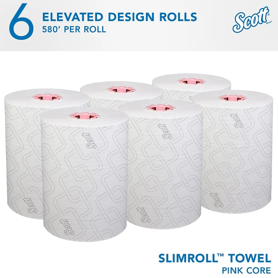Scott Pro Slimroll Recycled Hardwound Paper Towels, 1-ply, 580 ft./Roll, 6 Rolls/Carton (47032)