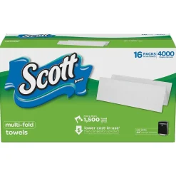 Scott Recycled Multifold Paper Towels, 1-ply, 250 Sheets/Pack, 16 Packs/Carton (8009)