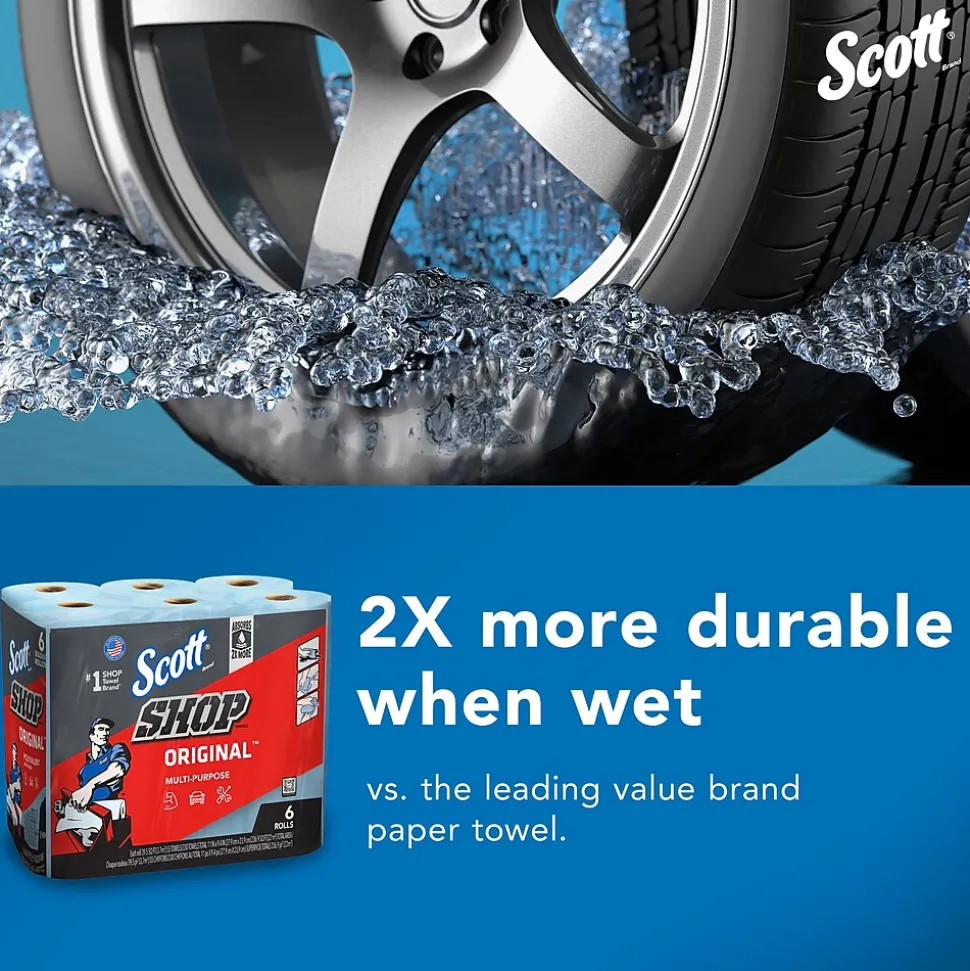 Scott Shop Towels Original, 9.4" x 11", Blue, 55 Towels/Roll, 24 Rolls/Carton (75180CT)