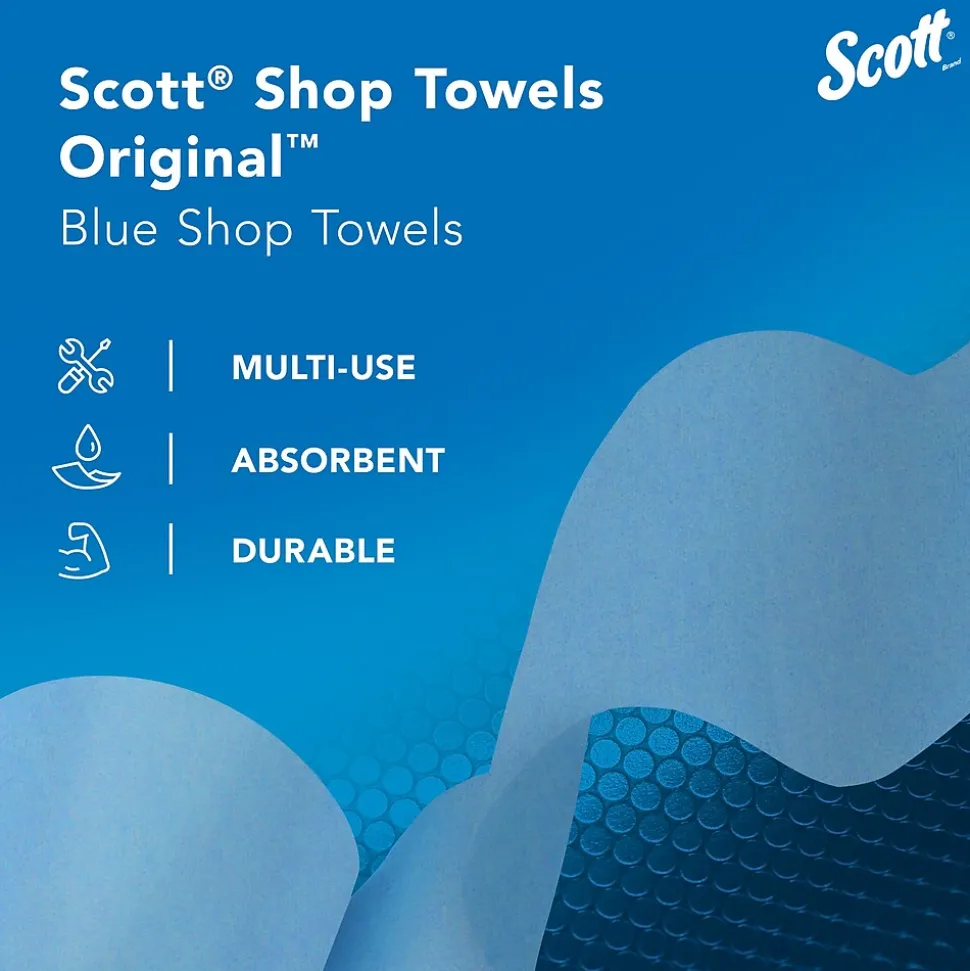 Scott Shop Towels Original, 9.4" x 11", Blue, 55 Towels/Roll, 24 Rolls/Carton (75180CT)