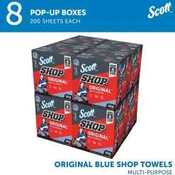 Scott Shop Towels Original, 9" x 12", Blue 200 Sheets/Box, 8 Boxes/Carton (75190)