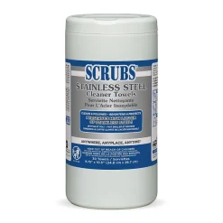 SCRUBS Stainless Steel Cleaner Polish Dual-Sided 9.75" x 10.5" Wipes, 30/Pack (ITW91930)