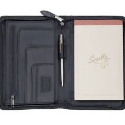 Scully Leather Padfolio with Zipper Closure, Black (5019Z-11-24-F)