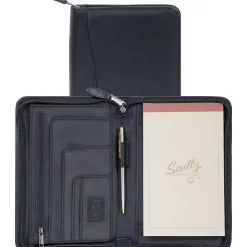 Scully Leather Padfolio with Zipper Closure, Black (5019Z-11-24-F)