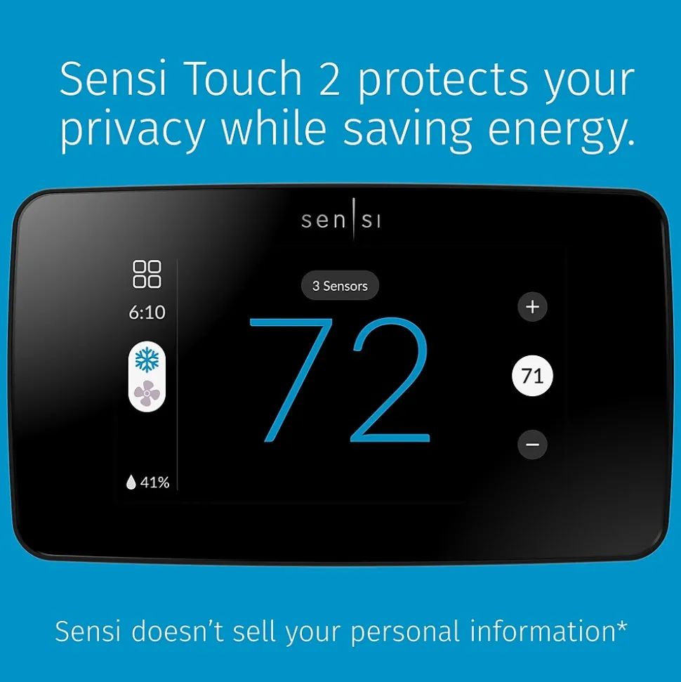 Sensi Touch 2 Smart Programmable Wi-Fi Thermostat, Works with Alexa, Black Beveled Edge (ST76)