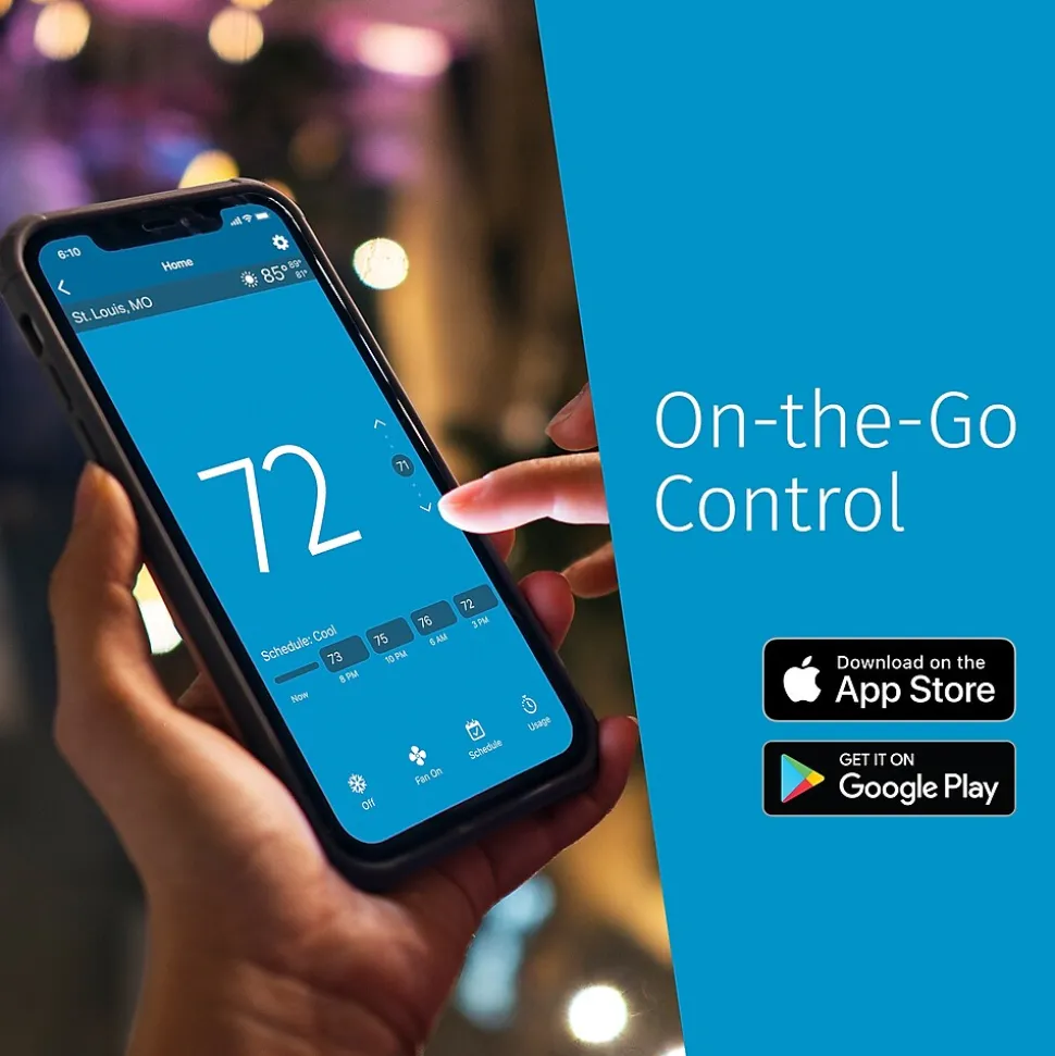 Sensi Touch 2 Smart Programmable Wi-Fi Thermostat, Works with Alexa, Black Beveled Edge (ST76)