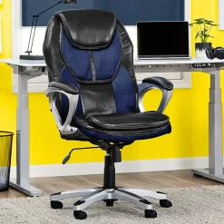 Serta Amplify Ergonomic Faux Leather Swivel Executive Chair, Blue (43673B)