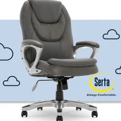 Serta Amplify Ergonomic Faux Leather Swivel Executive Chair, Light Gray (43673C)