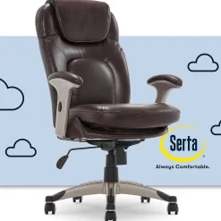 Serta Back in Motion Bonded Leather Executive Office Chair, Frye Chocolate (44187)