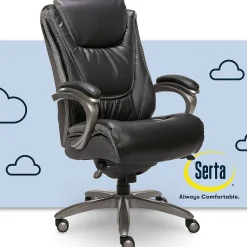 Serta Big & Tall Ergonomic Bonded Leather Swivel Executive Chair, Black/Silver (44951)