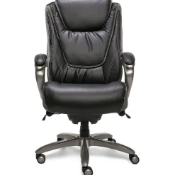 Serta Big & Tall Ergonomic Bonded Leather Swivel Executive Chair, Black/Silver (44951)