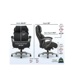 Serta Big & Tall Ergonomic Bonded Leather Swivel Executive Chair, Black (44954)
