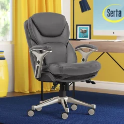 Serta Claremont Ergonomic Faux Leather Swivel Executive Chair with Back in Motion Technology, Gray (44186A)